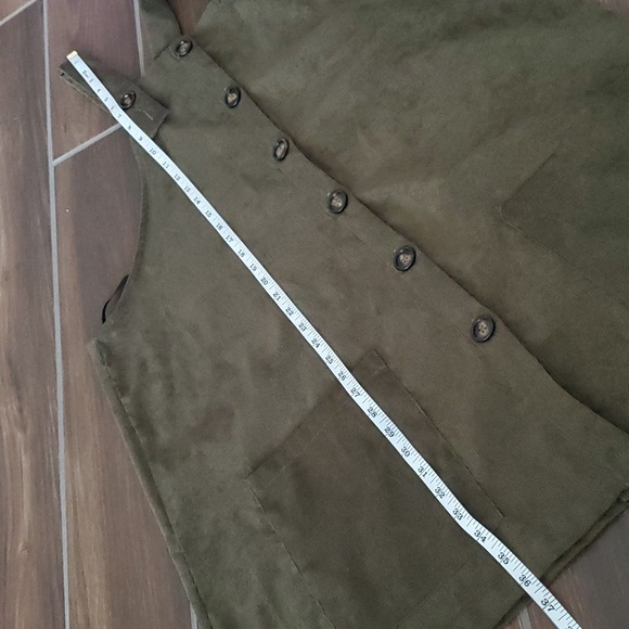 Shein Olive Green Corduroy Overall Button Up Womens Dress XL - Picture 8 of 9